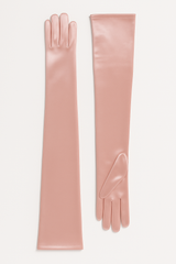 Dents Womens Long Above-Elbow Satin Gloves in Pink