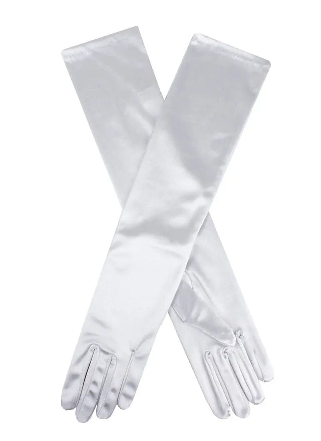 Dents Womens Long Above Elbow Satin Gloves  - Silver Grey