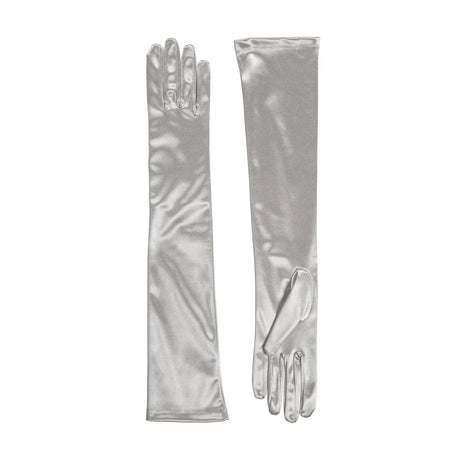 Dents Womens Long Above Elbow Satin Gloves  - Silver Grey