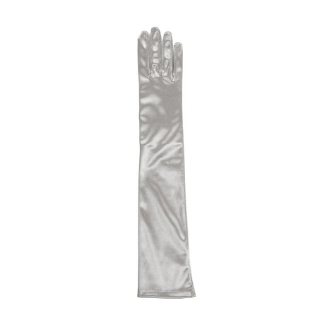 Dents Womens Long Above Elbow Satin Gloves  - Silver Grey