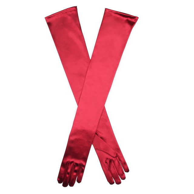 Dents Womens Long Opera Satin Gloves in Burgundy