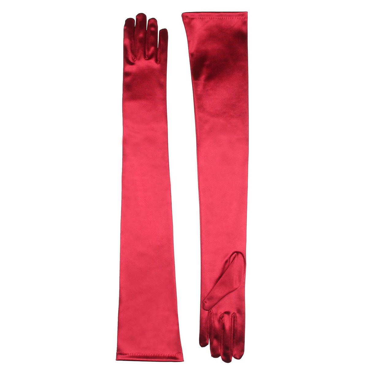 Dents Womens Long Opera Satin Gloves in Burgundy
