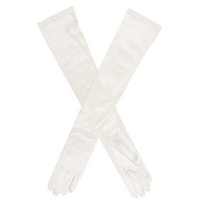 Dents Womens Long Opera Satin Gloves in Ivory