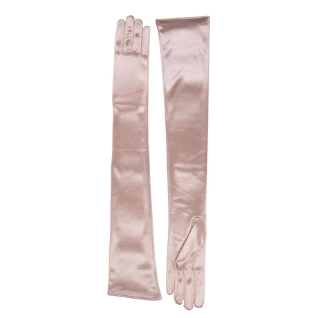 Dents Womens Long Opera Satin Gloves in Rose