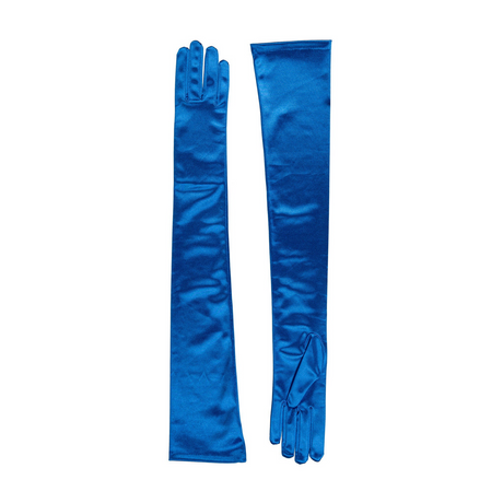 Dents Womens Long Opera Satin Gloves in Royal Blue