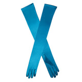 Dents Womens Long Opera Satin Gloves in Teal