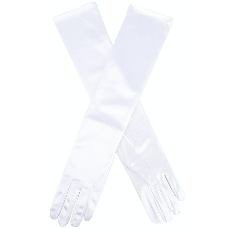 Dents Womens White Evening Gloves - Elbow Length Semi Sheen (Formal Prom Ball Accessory)