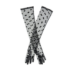 Dents Women’s Long Opera Spotty Tulle Gloves in Black