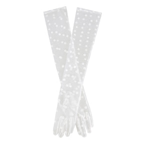 Dents Lila Women’s Long Opera Spotty Tulle Gloves in Ivory