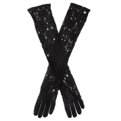 Dents Womens Long Opera Lace Gloves in Black (One Size)