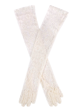 Dents Womens Long Opera Lace Gloves in Ivory