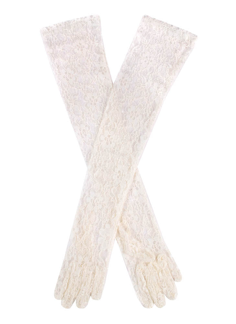 Dents Womens Long Opera Lace Gloves in Ivory