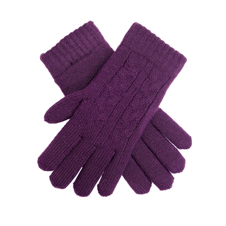Dents Womens Cable Knit Yarn Lined Gloves - Amethyst (One Size)
