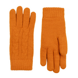 Dents Womens Cable Knit Cosy-Lined Gloves in Pumpkin Orange