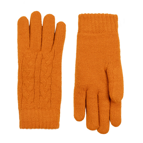 Dents Womens Cable Knit Yarn Lined Gloves - Pumpkin Orange (One Size)