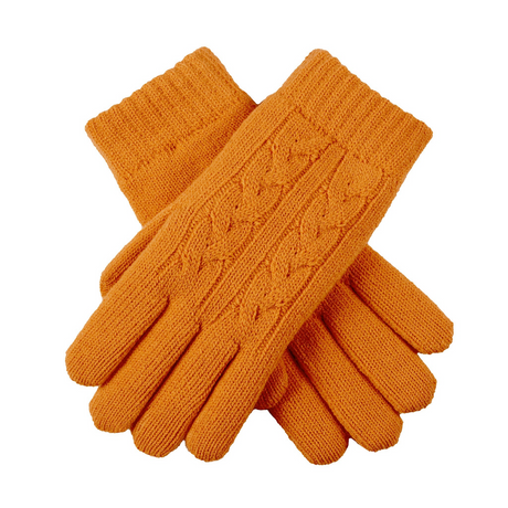Dents Womens Cable Knit Yarn Lined Gloves - Pumpkin Orange (One Size)