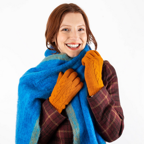 Dents Womens Cable Knit Yarn Lined Gloves - Pumpkin Orange (One Size)