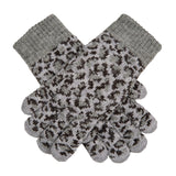 Dents Women’s Jacquard Knitted Gloves with Leopard Print Pattern - Grey
