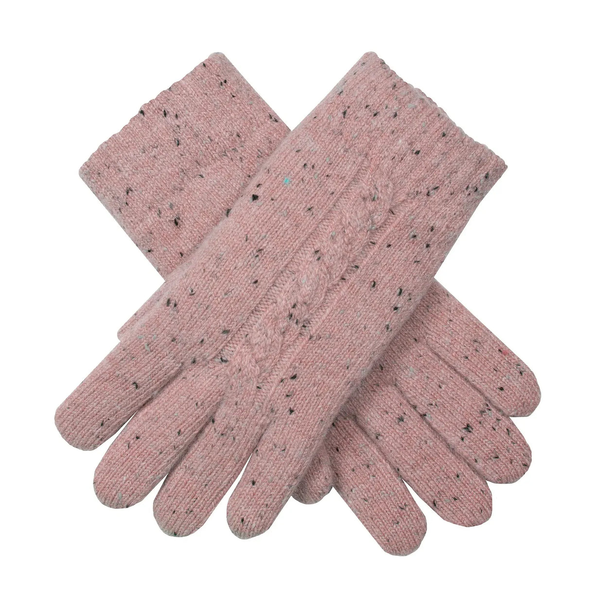 Dents Womens Cable Knit Gloves with Marl Yarn - Pink