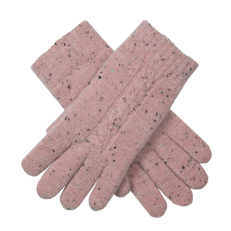 Dents Womens Cable Knit Gloves with Marl Yarn - Pink