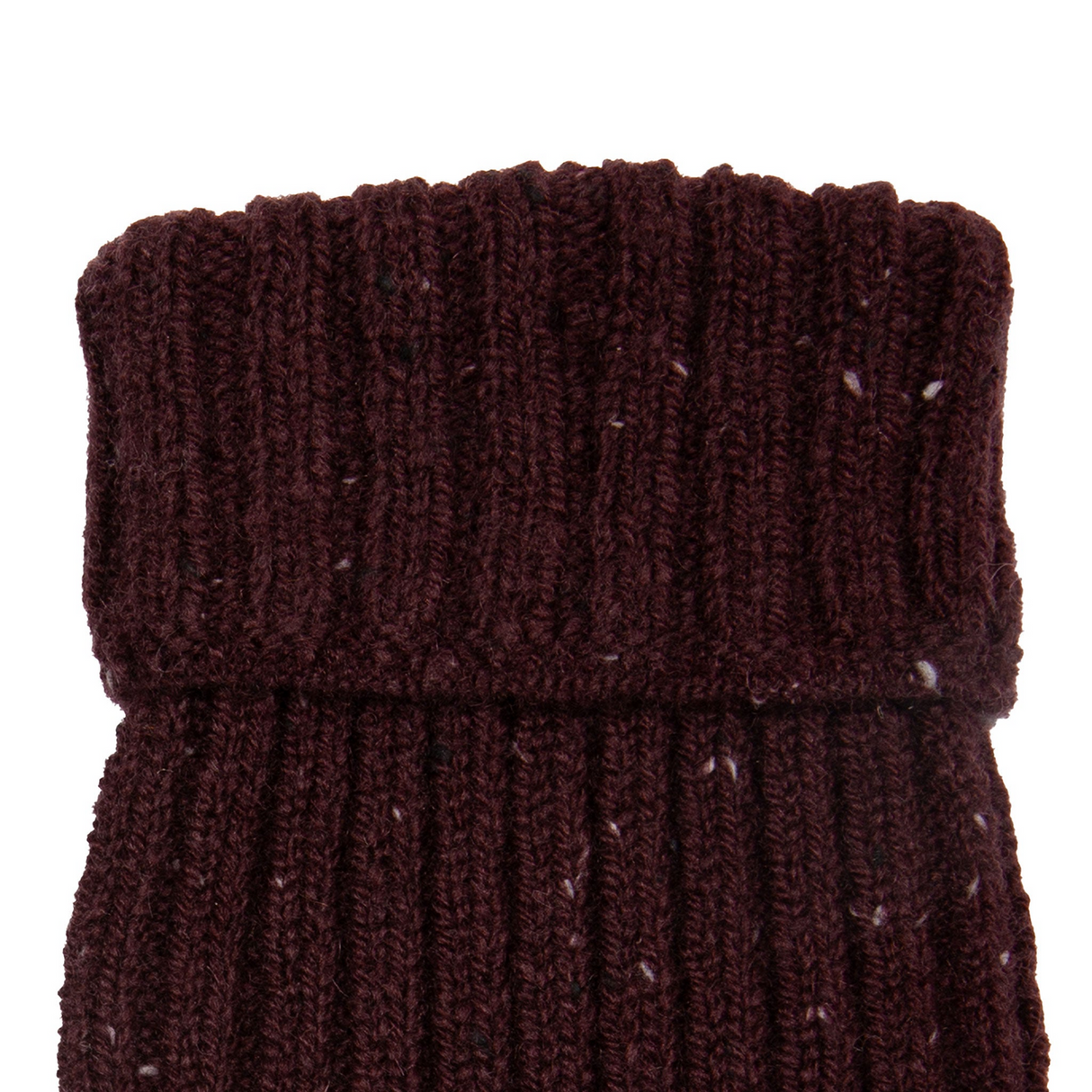 Dents Womens Ribbed Knit Wool Blend Fingerless Gloves w/ Mitten Flap - Burgundy (Marl Yarn)
