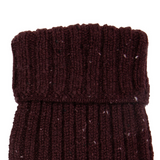 Dents Womens Ribbed Knit Wool Blend Fingerless Gloves w/ Mitten Flap - Burgundy (Marl Yarn)