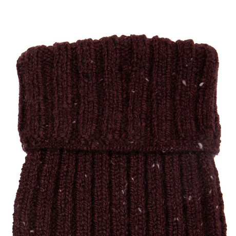 Dents Womens Ribbed Knit Wool Blend Fingerless Gloves w/ Mitten Flap - Burgundy (Marl Yarn)