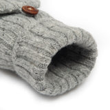 Dents Womens Ribbed Knit Wool Blend Fingerless Gloves with Marl Yarn and Mitten Flap in Dove Grey