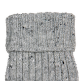 Dents Womens Ribbed Knit Wool Blend Fingerless Gloves w/ Mitten Flap - Dove Grey (Marl Yarn)