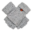 Dents Womens Ribbed Knit Wool Blend Fingerless Gloves with Marl Yarn and Mitten Flap in Dove Grey
