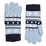 Dents Womens Jacquard Fair Isle Marle Yarn Knitted Gloves - Cornflower Blue