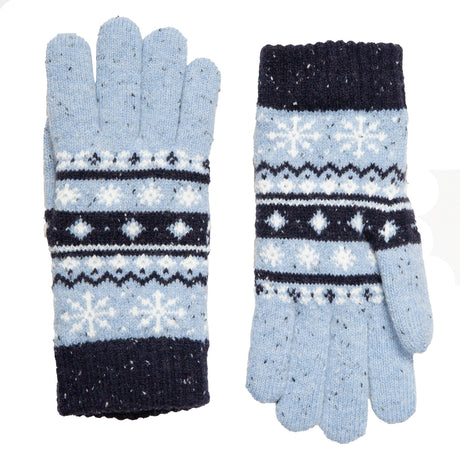Dents Womens Jacquard Fair Isle Marle Yarn Knitted Gloves - Cornflower Blue