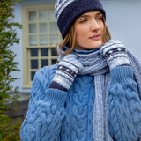 Dents Womens Jacquard Fair Isle Marle Yarn Knitted Gloves - Cornflower Blue