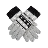 Dents Womens Jacquard Fair Isle Marle Yarn Knitted Gloves - Dove Grey