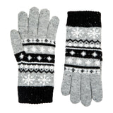 Dents Womens Jacquard Fair Isle Marle Yarn Knitted Gloves - Dove Grey