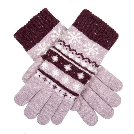 Dents Womens Jacquard Fair Isle Marle Yarn Knitted Gloves - Lilac