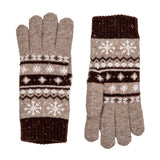 Dents Womens Jacquard Fair Isle Marle Yarn Knitted Gloves - Oatmeal