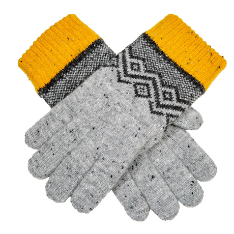 Dents Women’s Knitted Gloves with Geometric Pattern - Grey
