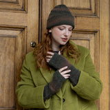 Dents Womens Long Below-Elbow Ribbed Wool Knit Wrist Warmers - Moss (Ombre Pattern)