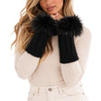 Dents Womens Wrist Warmers - Black (Angora Lambswool Cable Knit w/ Fur Cuff)