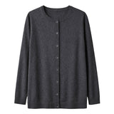 Cashmere Wool Longline Button Cardigan in Charcoal - XL