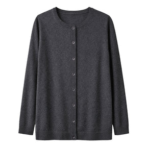 Cashmere Wool Longline Button Cardigan in Charcoal - XL