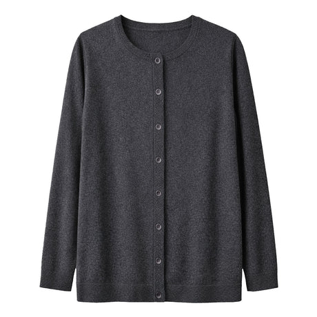 idyl Womens Cashmere Wool Button Cardigan - Charcoal (Longline Sweater)