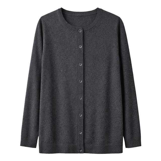 Cashmere Wool Longline Button Cardigan in Charcoal - XL