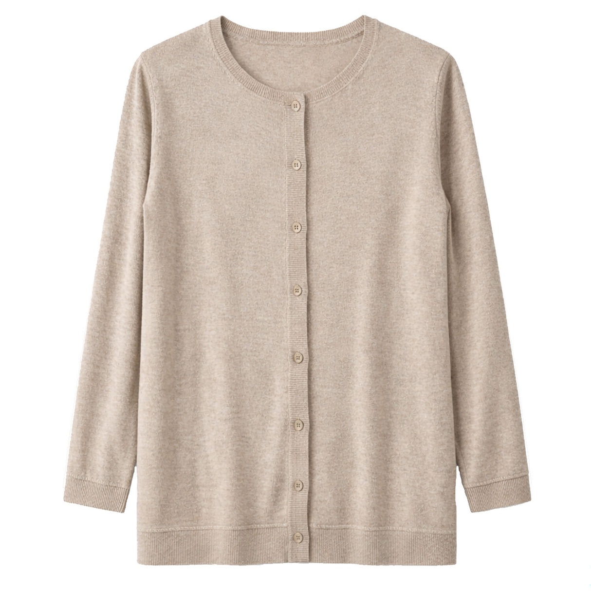 Cashmere Wool Longline Button Cardigan in Natural - XL