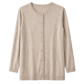 Cashmere Wool Longline Button Cardigan in Natural - XL