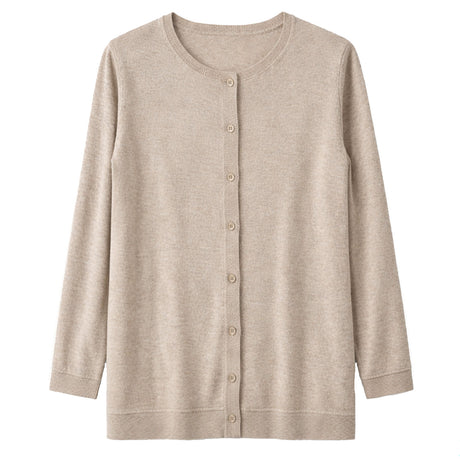 idyl Womens Cashmere Wool Button Cardigan - Natural (Longline Sweater)