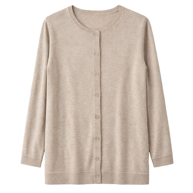 Cashmere Wool Longline Button Cardigan in Natural - XL