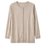 Luxury Cashmere Wool Longline Button Cardigan in Natural
