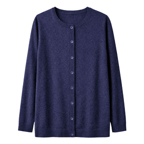 Cashmere Wool Longline Button Cardigan in Navy - XL